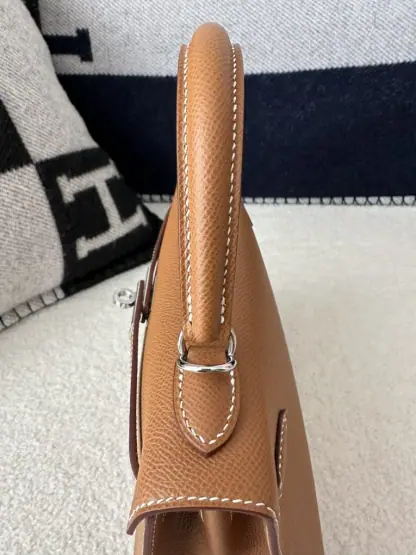 Replica Hermes Kelly 25 CK37 Gold Handmade Epsom Sliver #3537 - Image 11