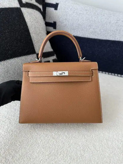 Replica Hermes Kelly 25 CK37 Gold Handmade Epsom Sliver #3537 - Image 14