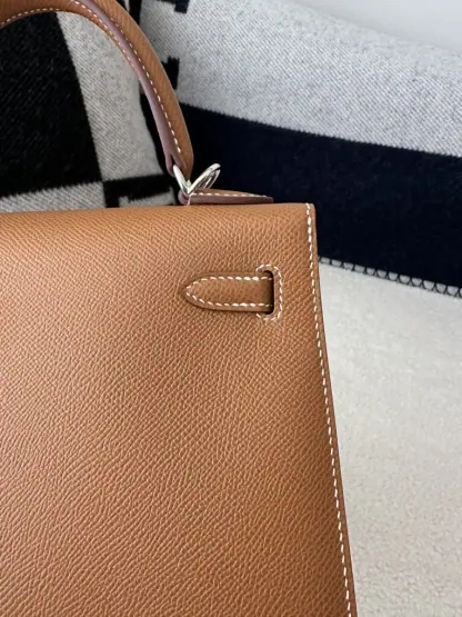 Replica Hermes Kelly 25 CK37 Gold Handmade Epsom Sliver #3537 - Image 12