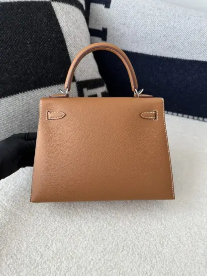 Replica Hermes Kelly 25 CK37 Gold Handmade Epsom Sliver #3537 - Image 13