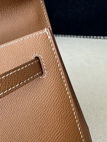 Replica Hermes Kelly 25 CK37 Gold Handmade Epsom Sliver #3537 - Image 2