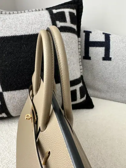 Replica Hermes Birkin 30cm 8Q Beige Marfa Handmade Hand Stitching togo Gold #3529 - Image 11