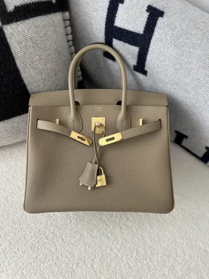 Replica Hermes Birkin 30cm 8Q Beige Marfa Handmade Hand Stitching togo Gold #3529 - Image 13