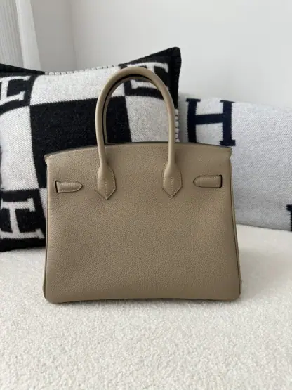 Replica Hermes Birkin 30cm 8Q Beige Marfa Handmade Hand Stitching togo Gold #3529 - Image 10