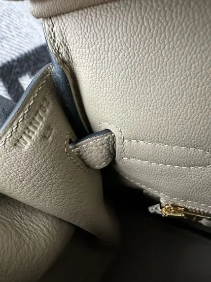 Replica Hermes Birkin 30cm 8Q Beige Marfa Handmade Hand Stitching togo Gold #3529 - Image 4