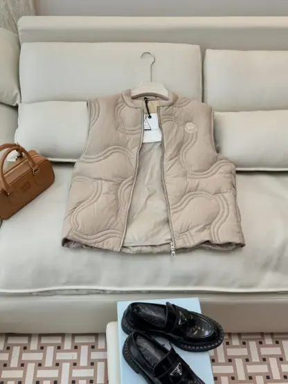 Replica Moncler Women's DRUZY DOWN GILET Beige 2024 #3744 - Image 4