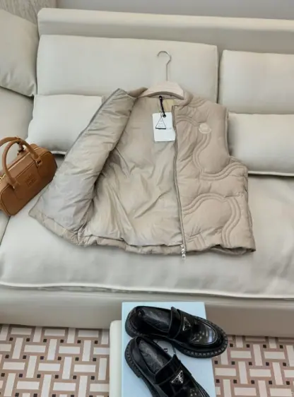 Replica Moncler Women's DRUZY DOWN GILET Beige 2024 #3744 - Image 5