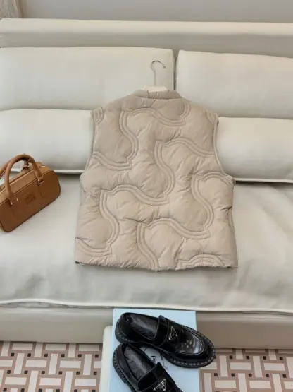 Replica Moncler Women's DRUZY DOWN GILET Beige 2024 #3744 - Image 6