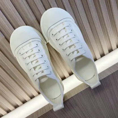 Replica Bottega Veneta Vulcan Platform Sneaker Women's Canvas lace-up platform sneaker #3696 - Image 9
