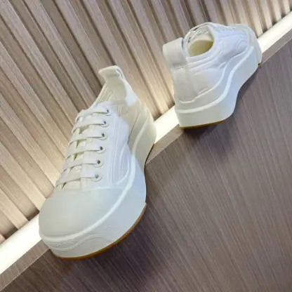 Replica Bottega Veneta Vulcan Platform Sneaker Women's Canvas lace-up platform sneaker #3696 - Image 4