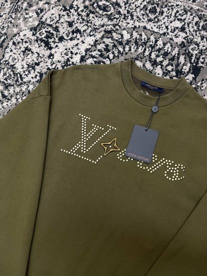 Replica Louis Vuitton Men's Cotton Signature Crewneck Olive 1AFJHB #3607 - Image 4