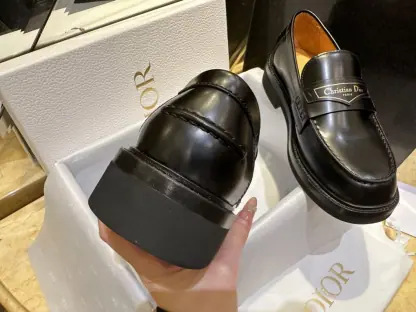 Replica Dior Boy Platform Loafer Women's Shoes Real Leather Shoes #3718 - Image 4