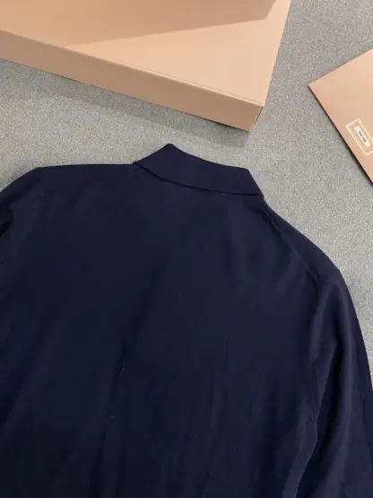 Replica Miu Miu Wool knit polo shirt Navy Blue For Women #3602 - Image 13