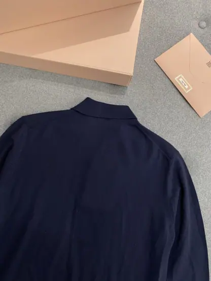 Replica Miu Miu Wool knit polo shirt Navy Blue For Women #3602 - Image 9
