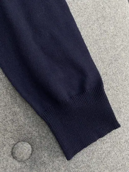 Replica Miu Miu Wool knit polo shirt Navy Blue For Women #3602 - Image 7