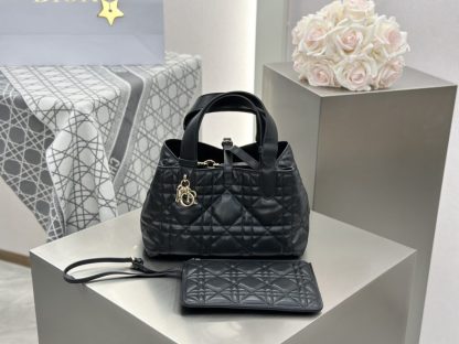 Replica Small Dior Toujours Bag Black Macrocannage Calfskin #3619 - Image 4