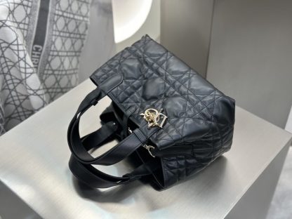 Replica Small Dior Toujours Bag Black Macrocannage Calfskin #3619 - Image 6