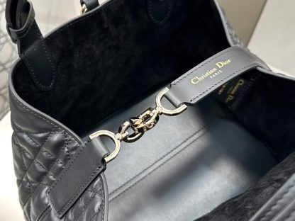 Replica Small Dior Toujours Bag Black Macrocannage Calfskin #3619 - Image 15