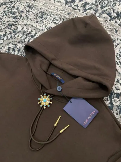 Replica Louis Vuitton Men's Embellished Cotton Hoodie 1AFWVV #3606 - Image 5