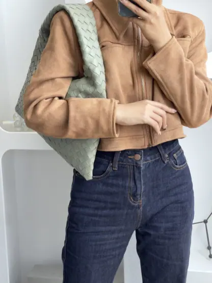 Replica Bottega Veneta Small Hop Travertine Shoulder Bag Calf Leather #3698 - Image 2