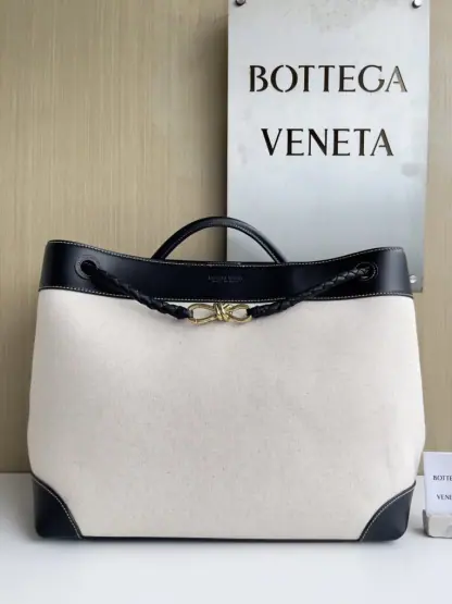 Replica Bottega Veneta Canvas Large Andiamo Tote Bag Black with Canvas #3654 - Image 10