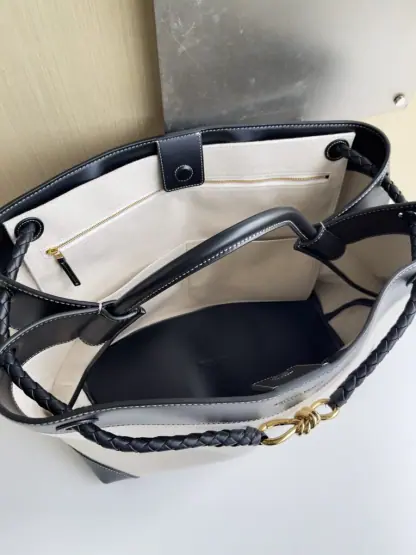 Replica Bottega Veneta Canvas Large Andiamo Tote Bag Black with Canvas #3654 - Image 7