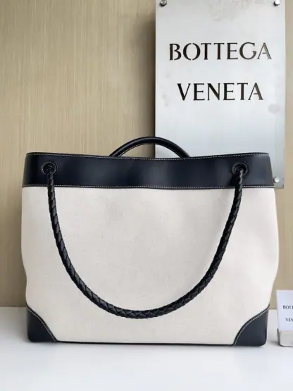 Replica Bottega Veneta Canvas Large Andiamo Tote Bag Black with Canvas #3654 - Image 11