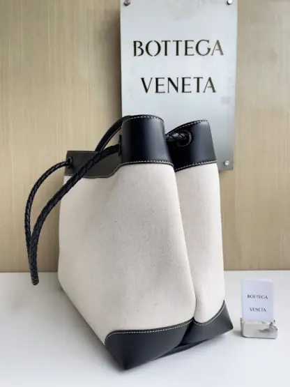 Replica Bottega Veneta Canvas Large Andiamo Tote Bag Black with Canvas #3654 - Image 12