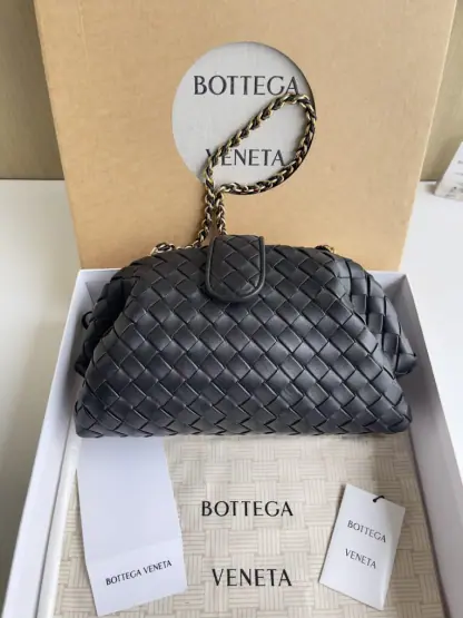 Replica Bottega Veneta Teen Lauren 1980 With Chain Bag Black #3711 - Image 2