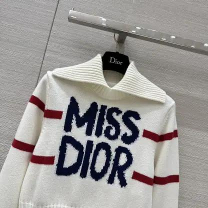 Replica Dior DiorAlps Mock Neck Sweater Women's Miss Dior white Knit #3721 - Image 6