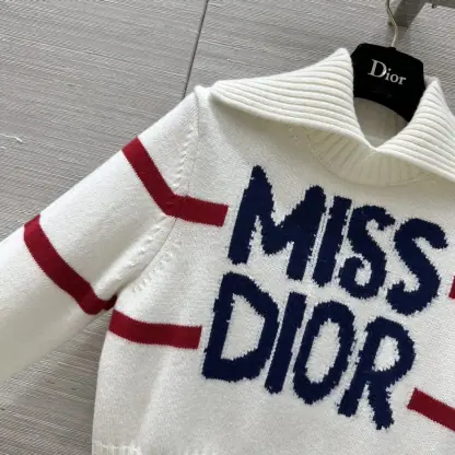 Replica Dior DiorAlps Mock Neck Sweater Women's Miss Dior white Knit #3721 - Image 7