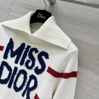 Replica Dior DiorAlps Mock Neck Sweater Women's Miss Dior white Knit #3721 - Image 8