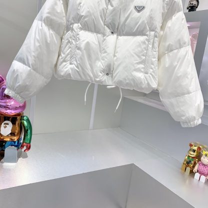 Replica Prada Women's Re-Nylon cropped convertible down jacket White #3842 - Image 4