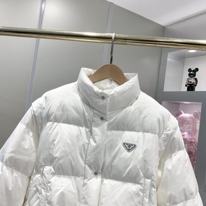 Replica Prada Women's Re-Nylon cropped convertible down jacket White #3842 - Image 3