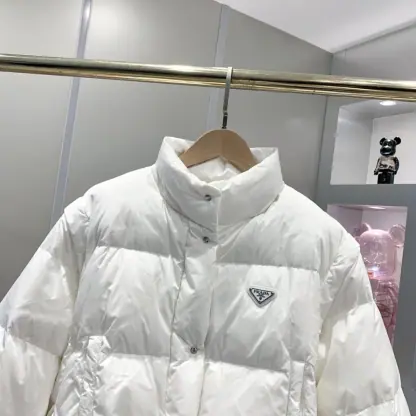 Replica Prada Women's Re-Nylon cropped convertible down jacket White #3842 - Image 3