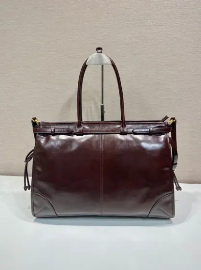 Replica Prada Extra large leather handbag XL Dark Brown #3802 - Image 9