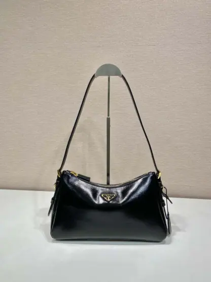 Replica Prada Aimée medium naplak leather shoulder bag Black #3813