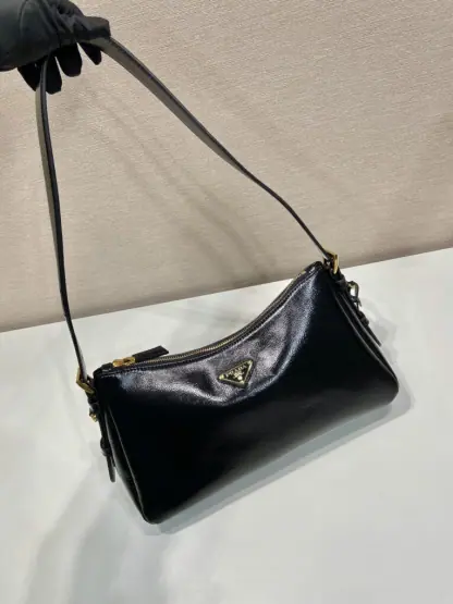 Replica Prada Aimée medium naplak leather shoulder bag Black #3813 - Image 9