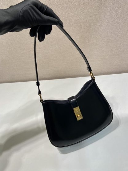 Replica Prada Cleo brushed leather shoulder bag Black #3811 - Image 7