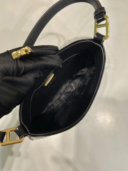Replica Prada Cleo brushed leather shoulder bag Black #3811 - Image 4