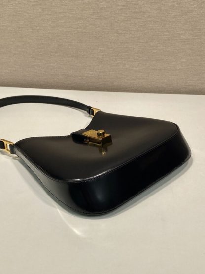 Replica Prada Cleo brushed leather shoulder bag Black #3811 - Image 5