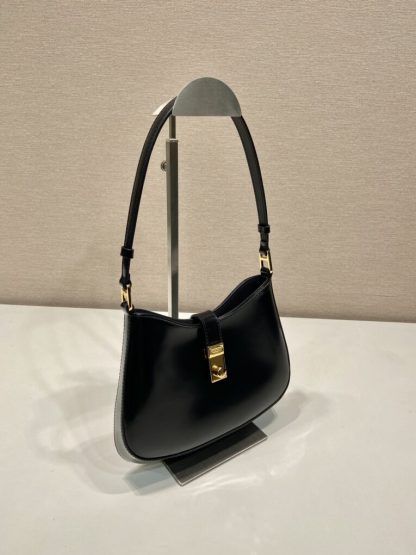Replica Prada Cleo brushed leather shoulder bag Black #3811 - Image 9