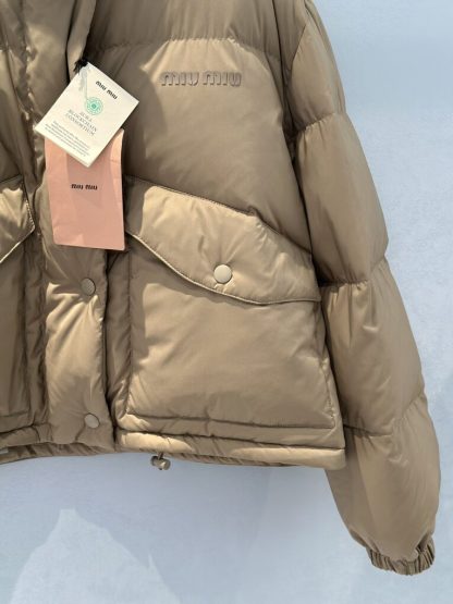 Replica Miu Miu Technical pongé cropped down jacket Outwear Coat Clay Grey #3872 - Image 3
