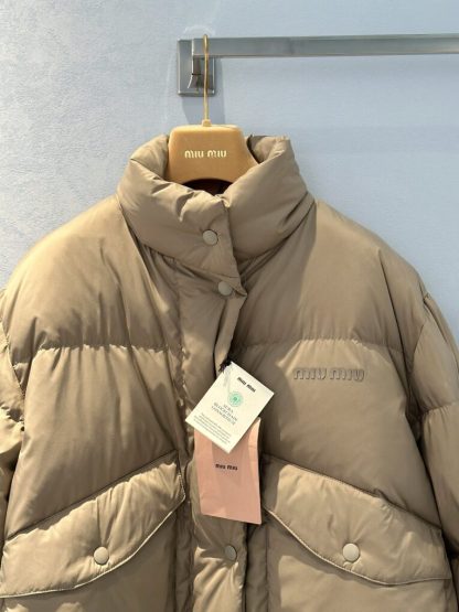 Replica Miu Miu Technical pongé cropped down jacket Outwear Coat Clay Grey #3872 - Image 6