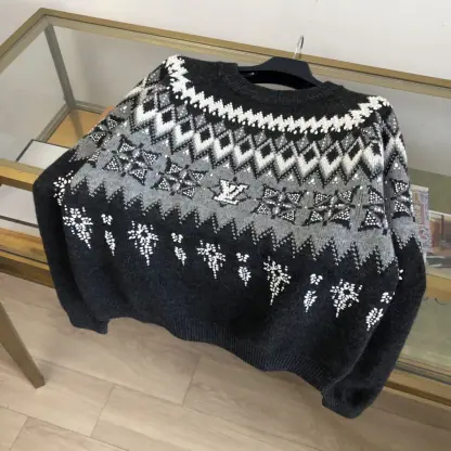 Replica Louis Vuitton Embellished Wool-Cashmere Blend Pullover Cardigan #3903 - Image 4