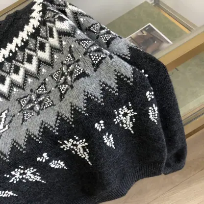 Replica Louis Vuitton Embellished Wool-Cashmere Blend Pullover Cardigan #3903 - Image 10