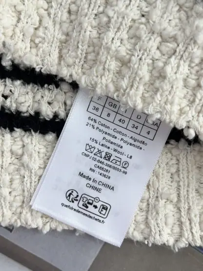 Replica Dior Marinière Twinset White and Black Blended Wool and Cotton Bouclé Knit #3868 - Image 15