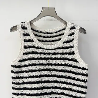 Replica Dior Marinière Twinset White and Black Blended Wool and Cotton Bouclé Knit #3868 - Image 8