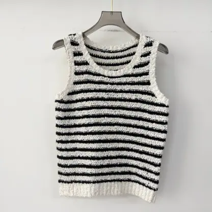 Replica Dior Marinière Twinset White and Black Blended Wool and Cotton Bouclé Knit #3868 - Image 11