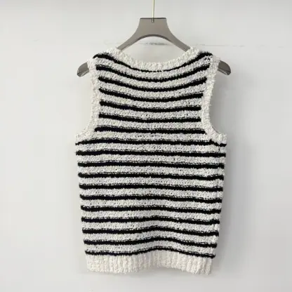 Replica Dior Marinière Twinset White and Black Blended Wool and Cotton Bouclé Knit #3868 - Image 12